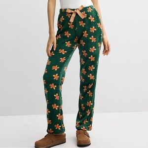 🆕 Harper & Ivy Pajama Pants Plush Soft Lounge Pants Gingerbread Green Junior S